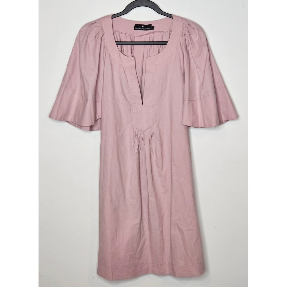 Pomander Place Tuckernuck Finley Flutter Sleeve Womens S Pink Pleated Dress‎